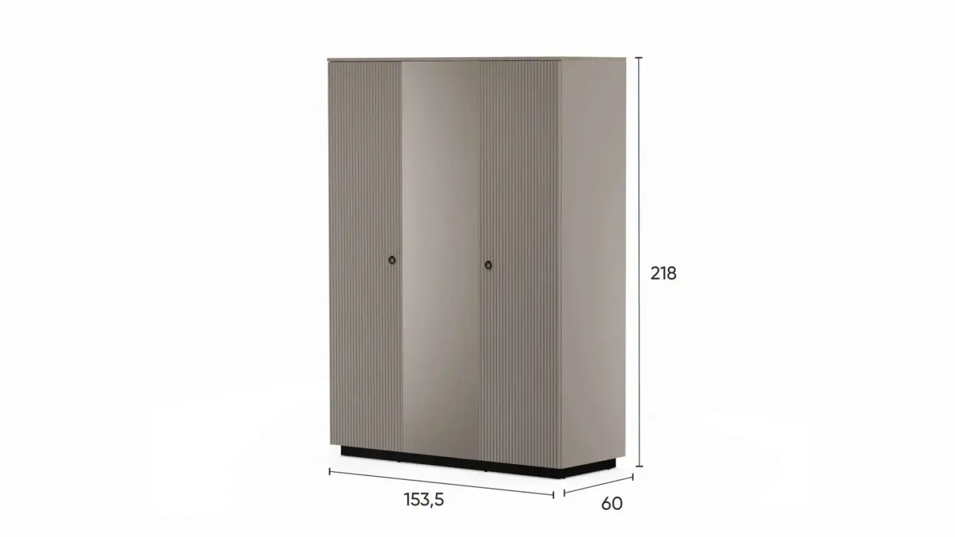 Шкаф трехдверный Zima, цвет Дуб сильверджек ореховый + Глиняный серый фото - 10 - большое изображение