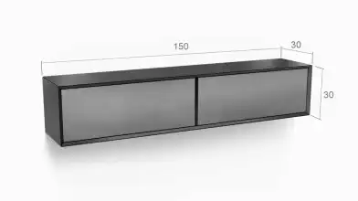Шкаф навесной двухдверный, горизонтальный Glass, цвет Черный + Серый фото - 6 - превью