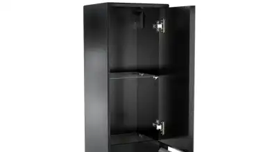 Шкаф навесной двухдверный, вертикальный Glass, цвет Черный + Серый фото - 3 - превью
