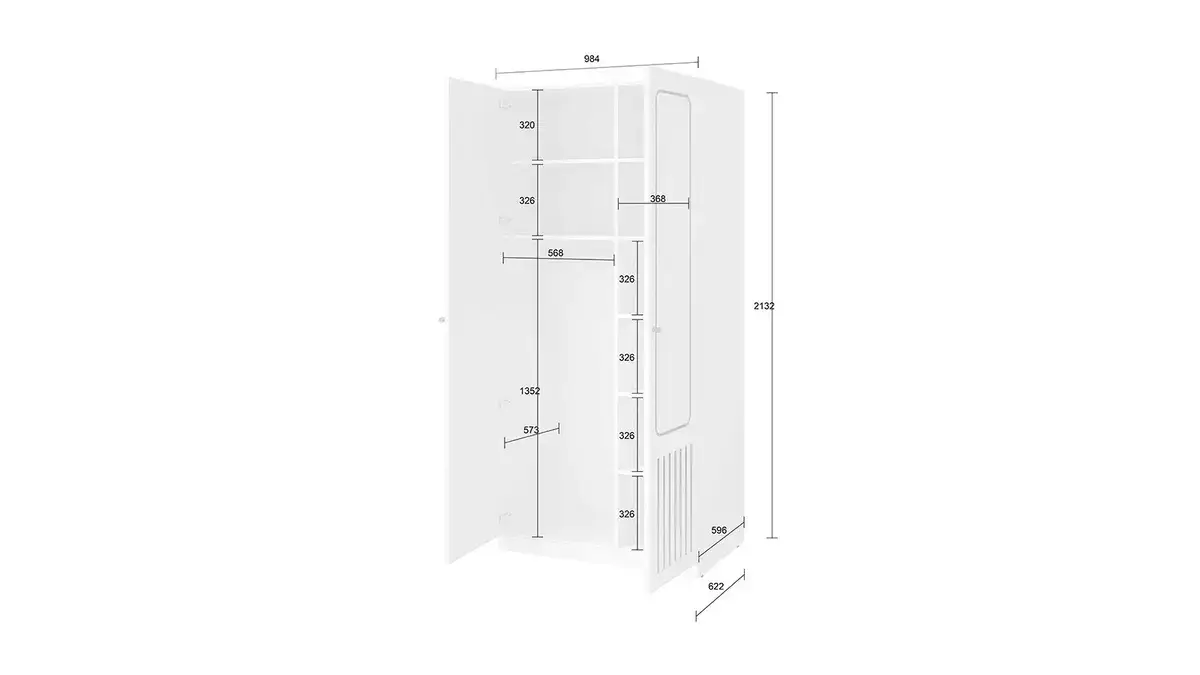 Шкаф двухдверный Ricky, цвет Белый Премиум фото - 7 - большое изображение