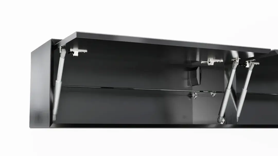 Шкаф навесной двухдверный, горизонтальный Glass, цвет Черный + Серый фото - 3 - большое изображение